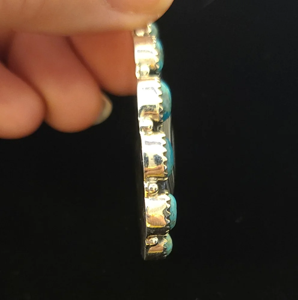 Gorgeous Turquoise and Fordyte Solid Sterling Silver Pendant